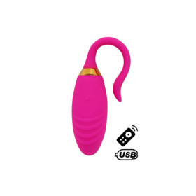 PLEASURE, Un Œuf vibrant USB avec télécommande, dans un silicone médical doux et rainuré 